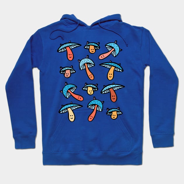 Cute and Colorful Mushroom Pattern Hoodie by Davey's Designs